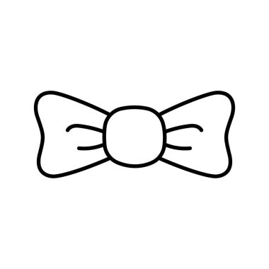 El çizimi yay ikonu. Karalama tarzında bağlanmış kurdele. Taslak Dekorasyon Ögesi. Beyazda izole edilmiş. Vektör