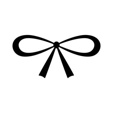 El çizimi yay ikonu. Karalama tarzında bağlanmış kurdele silueti. Taslak Dekorasyon Ögesi. Beyazda izole edilmiş. Vektör