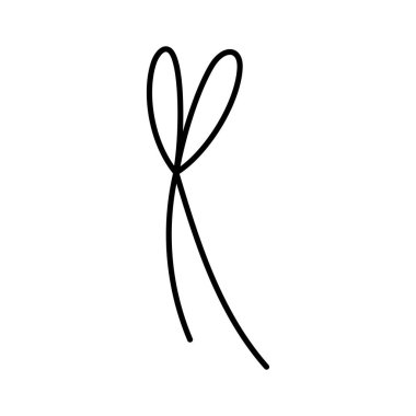 El çizimi yay ikonu. El sallayarak kurdele sallamak. Taslak Dekorasyon Ögesi. Beyazda izole edilmiş. Vektör