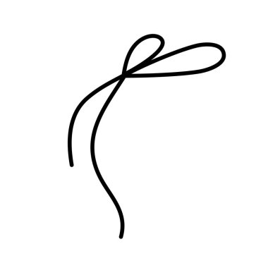 El çizimi yay ikonu. El sallayarak kurdele sallamak. Taslak Dekorasyon Ögesi. Beyazda izole edilmiş. Vektör