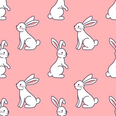 Mutlu Paskalya karalamaları. Vektör sevimli karakterler Tavşan, Tavşan, Tavşan. El çizimi karikatür çizimi. Çocuklar tekstil, kumaş, doku tasarımı