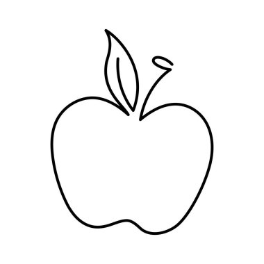 Elma meyvesi çizimi. Tek çizgi simgesi. Çizgili elma. Bir çizgi elma illüstrasyonu. Beyaz arkaplanda izole edilmiş vektör özeti meyvesi
