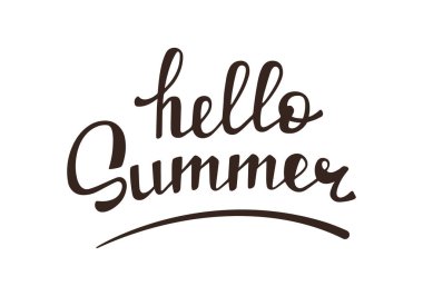 Merhaba yaz el yazısı harfleri. Fırça betiği çizimi, el yazısı kaligrafi. Yaz zamanı alıntısı. Yaz selamları tasarım vektörü