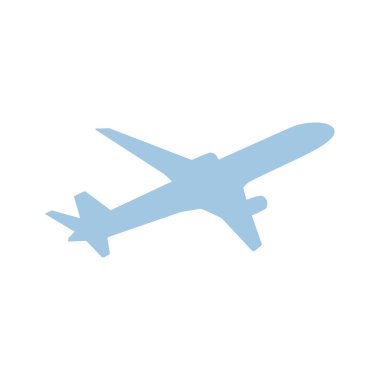 Uçak silueti. Düz dizayn. Vektör simgesi. Seyahat yerleri, hava taşımacılığı konsepti. Ayrılış simgesi. Havacılık işareti.