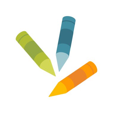 Beyaz Arkaplanda Parlak Renkli Renkli Renkli Renkli Renkler. Vektör çizimi. Balmumu kalemler, pastel kalemler. Okul, anaokulu konsepti.