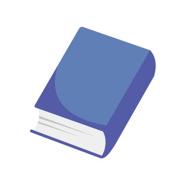Çizgi film tarzında kapalı bir kitap, mavi kapaklı, beyaz arka planda izole edilmiş. Kapalı kitap ikonu. Vektör illüstrasyonu