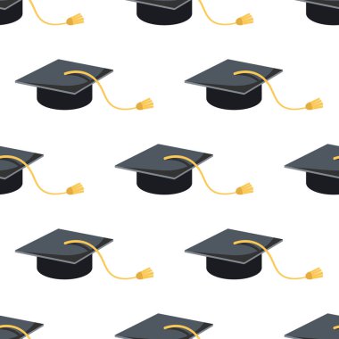Mezuniyet şapkası pürüzsüz desen. Üniversite, üniversite mezuniyeti siyah şapka ikonu. Diploma töreni için unsur, eğitim programları tasarımı.