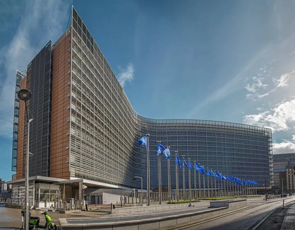 Brusel Belgie Září 2022 Velké Panorama Modrými Vlajkami Evropské Unie — Stock fotografie