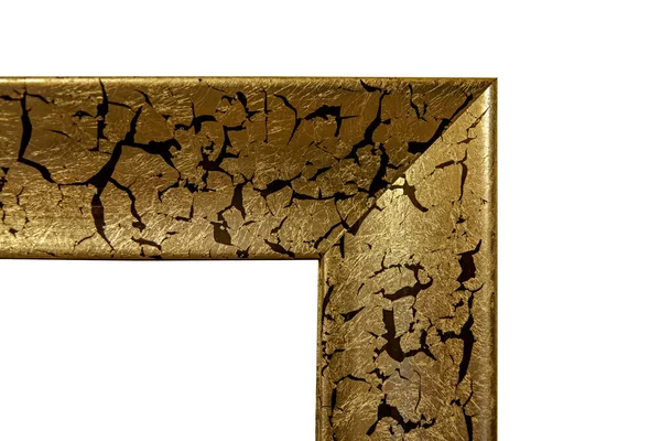 Close Fragment Vintage Golden Wooden Frame Picture Mirror Photo Isolated — Stock Photo, Image