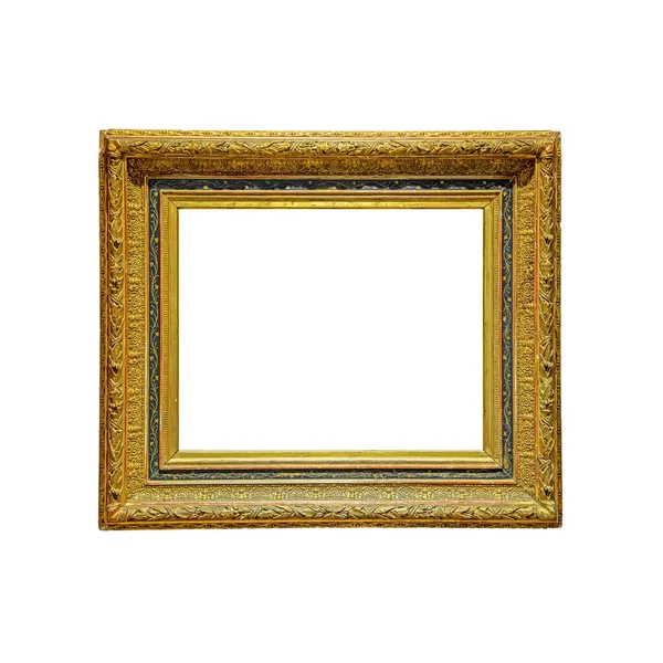 Gold Rectangle Vintage Frame Isolated White Background Clipping Path — Stock Photo, Image