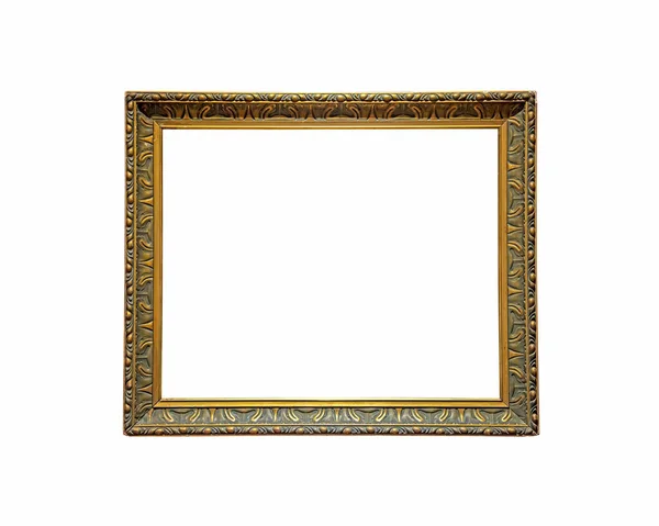 Gold Rectangle Vintage Frame Isolated White Background Clipping Path — Stock Photo, Image