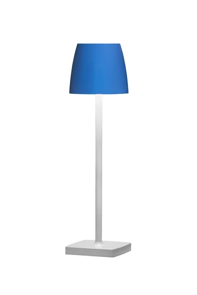 Tisch Oder Nachttischlampe Mit Blauem Schirm Und Grauem Bein Haus — Stockfoto