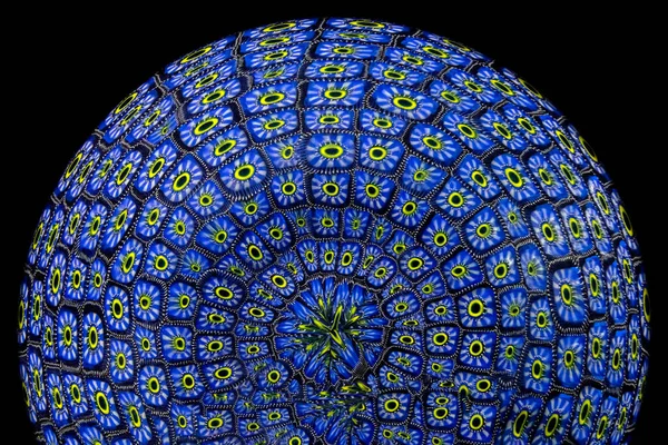 Abstract Mozaïek Textuur Etnisch Patroon Geometrische Caleidoscoop Blauw Geel Ornament — Stockfoto