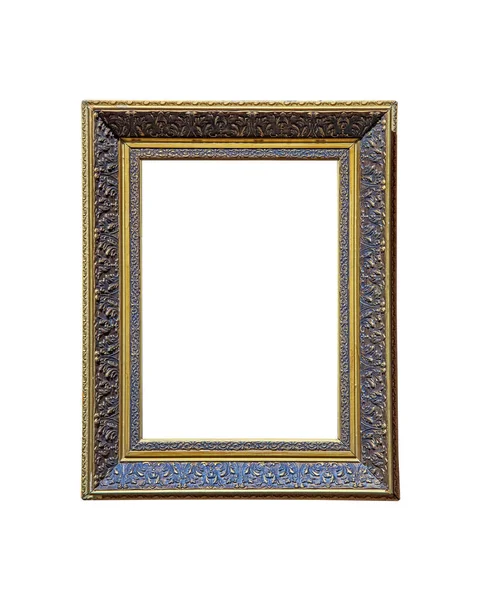 Gold Dark Ornament Rectangle Vintage Frame Isolated White Background Clipping — Stock Photo, Image
