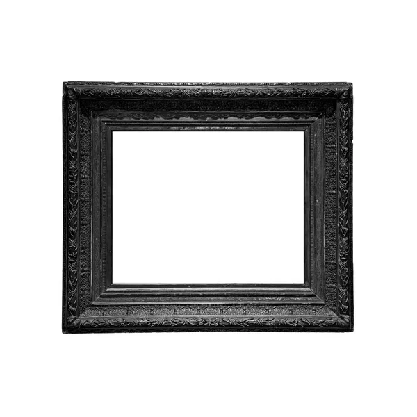黑色木制长方形复古架 白色背景下隔离 有剪切路径 — 图库照片
