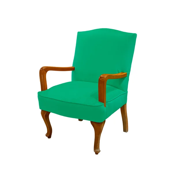 Turquoise Luxury Classical Armchair Wooden Legs Clipping Path Isolated White — Stock Photo, Image