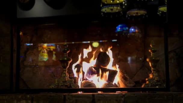 Vídeo Relajante Una Chimenea Caliente Llena Madera Bar Fuego Con Metraje De Stock Sin Royalties Gratis