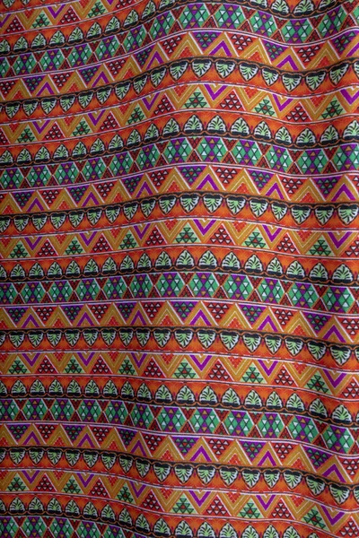 Close Van Kleurrijke Stof Met Traditioneel Etnisch Patroon Multicolor Achtergrond — Stockfoto