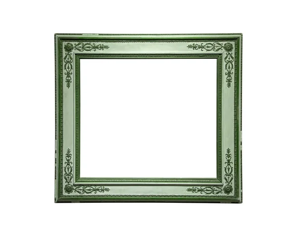Green Rectangle Vintage Frame Isolated White Background Clipping Path — Stock Photo, Image