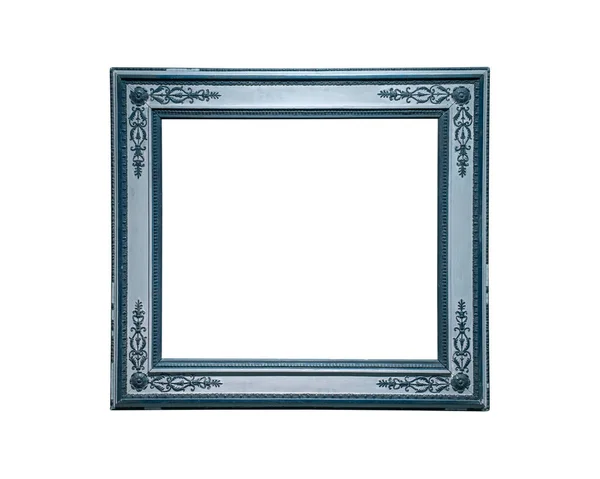 Blue Rectangle Vintage Frame Isolated White Background Clipping Path — Stock Photo, Image