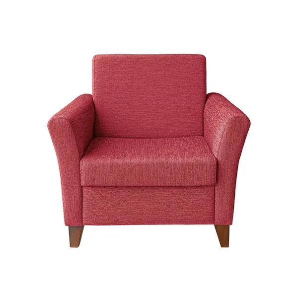 Klassischer Sessel Art Déco Stil Aus Rotem Stoff Mit Holzbeinen — Stockfoto