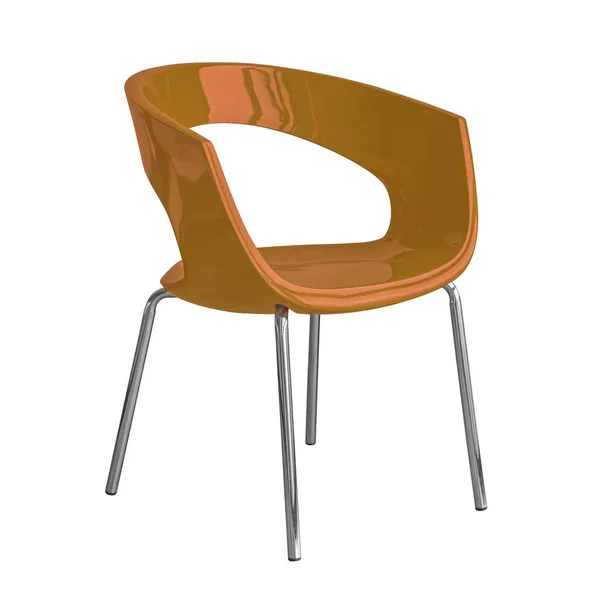 Cadeira Escritório Plástico Laranja Com Pernas Metal Cromado Isolado Fundo — Fotografia de Stock