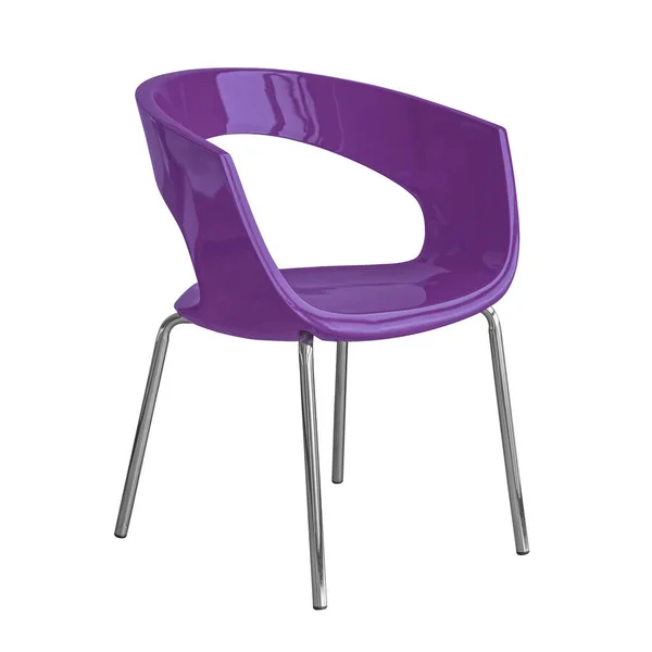 Purple Plastic Office Chair Chrome Metal Legs Isolated White Background — Stock Photo, Image
