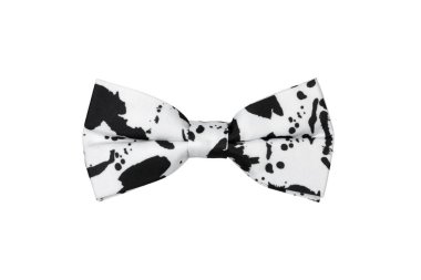 Fashionable bow tie with dalmatian pattern isolated on white background