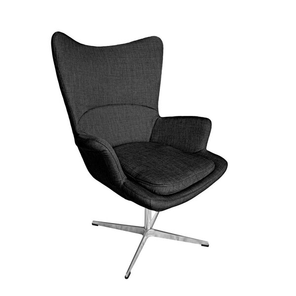Black luxury office armchair on nickel metal base with clipping path isolated on white background. Series of furniture