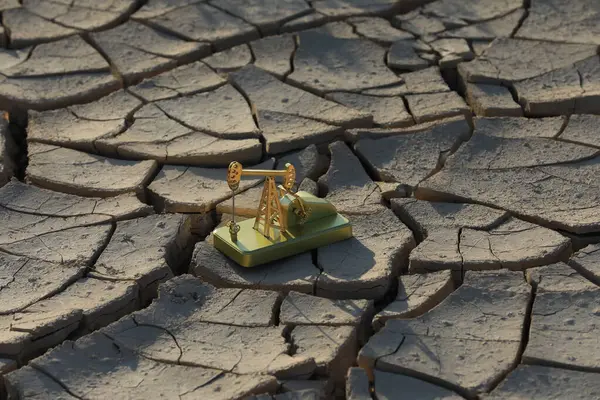 カザフスタンの乾燥地の油ポンプのゴールデンモデル — ストック写真