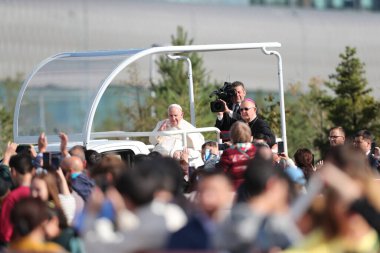 The head of the Roman Catholic Church, Pope Francis, in Astana, Kazakhstan. September 15. 2022 clipart