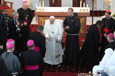 Astana, Kazakistan 'daki Roma Katolik Kilisesi' nin başı, Papa Francis. 14 Eylül. 2022