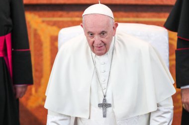 Astana, Kazakistan 'daki Roma Katolik Kilisesi' nin başı, Papa Francis. 14 Eylül. 2022