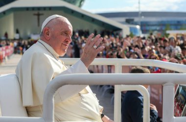 The head of the Roman Catholic Church, Pope Francis, in Astana, Kazakhstan. September 15. 2022 clipart