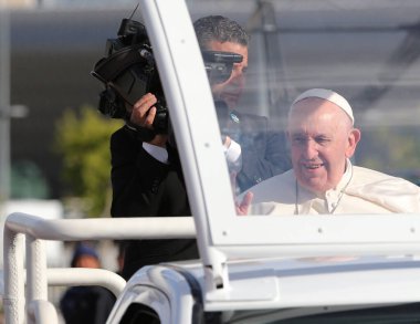 Astana, Kazakistan 'daki Roma Katolik Kilisesi' nin başı, Papa Francis. 15 Eylül. 2022