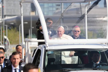 Astana, Kazakistan 'daki Roma Katolik Kilisesi' nin başı, Papa Francis. 15 Eylül. 2022