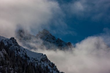 Kazakistan 'ın Almaty kenti yakınlarındaki Tien Shan' ın kuzeybatısındaki Zailiysky Alatau sıradağları..