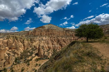 Kapadokya, Türkiye 'nin orta kesiminde yarı çöl bir bölgedir. Peri bacalarıyla ünlüdür - uzun koni şekilli kaya oluşumları, özellikle Pasabag Keşiş Vadisi ve Goreme Vadisi 'nde sayıları çok fazladır..