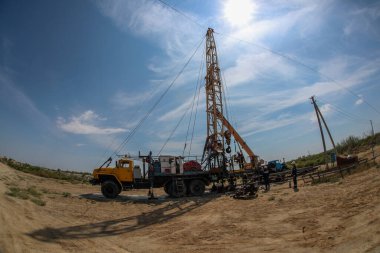 Atyrau bölgesindeki havalimanı petrol sahası, Kazakistan .22.10.2024