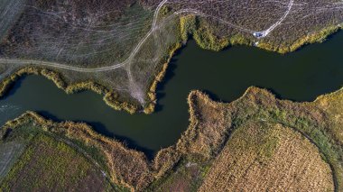 Güzel bir dünyevi manzaraya sahip bir uçaktan manzara.