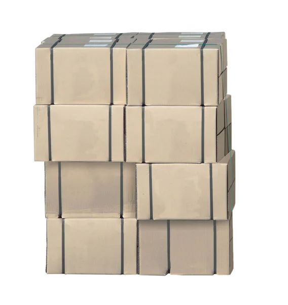 堆纸板箱 在白色隔离 免版税图库照片