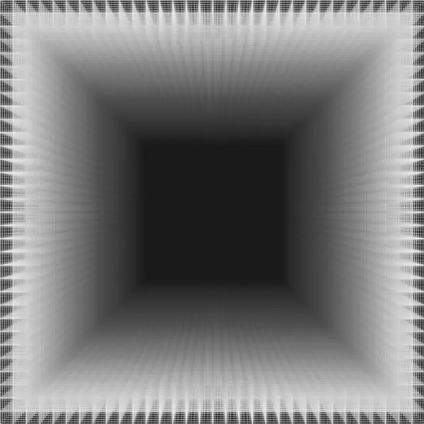 網かグリッドの壁の幻想が付いている抽象的な3Dトンネル — ストック写真