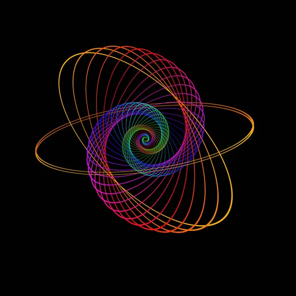 Spectrum Light Rotating Ellipse Forming Spiral Black Background Stock Photo