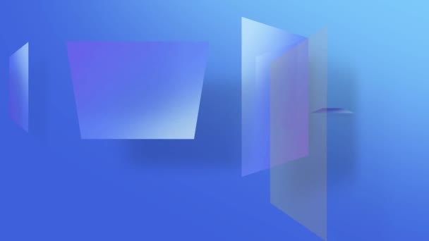 青い背景のシームレスな動きの正方形3D透明な形 — ストック動画