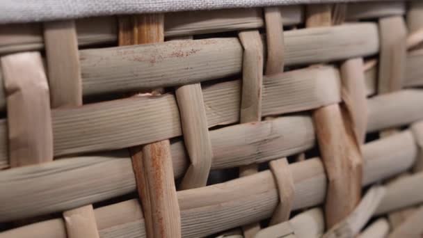 Texture Wicker Wooden Box Close Weaving Wood Wood Texture Wooden — Stock Video