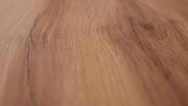 Close Texture Wooden Table Top Natural Pattern Part Video Out — Stock Video