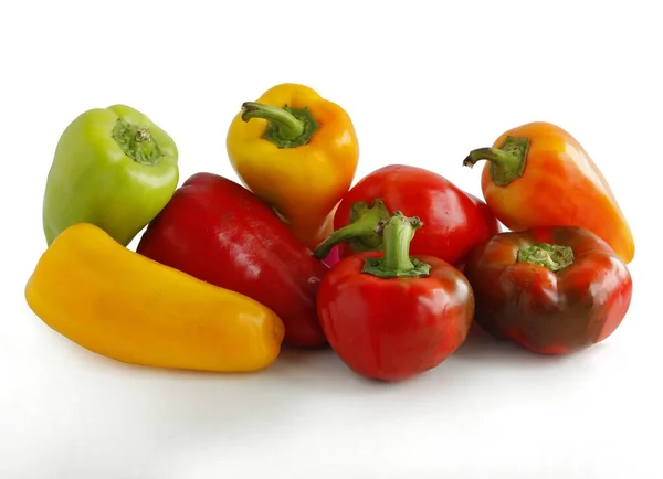 Vari Peperoni Multicolori Preparare Insalate Cucinare Pasti Vicino — Foto Stock