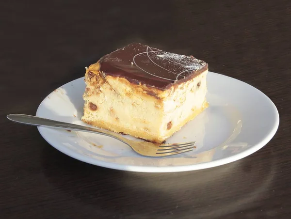 Taart Van Smakelijke Cheesecake Als Heerlijk Dessert Close — Stockfoto