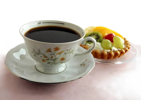 Различные Вкусные Торты Чашку Горячего Кофе — стоковое фото