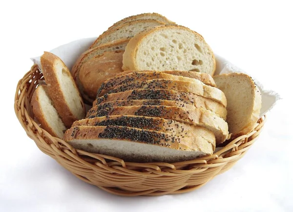 Bochník Chleba Různé Role Jako Chutné Pečené Pečivo — Stock fotografie